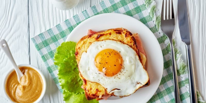Croque madame au poulet du Gers