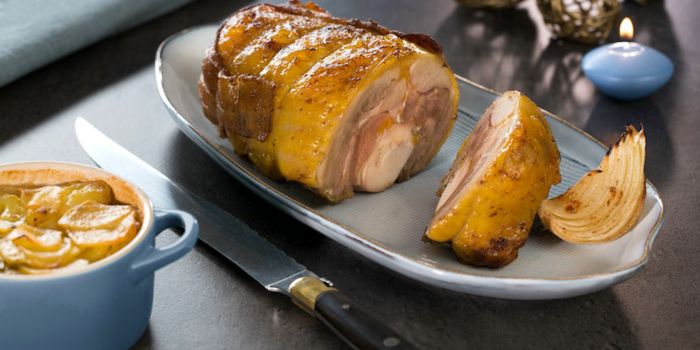 Recette du mois : Rôti de chapon, millefeuille de pommes de terre et cèpes