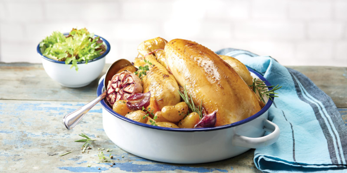 Recette poulet du Gers rôti et pommes de terres grenailles