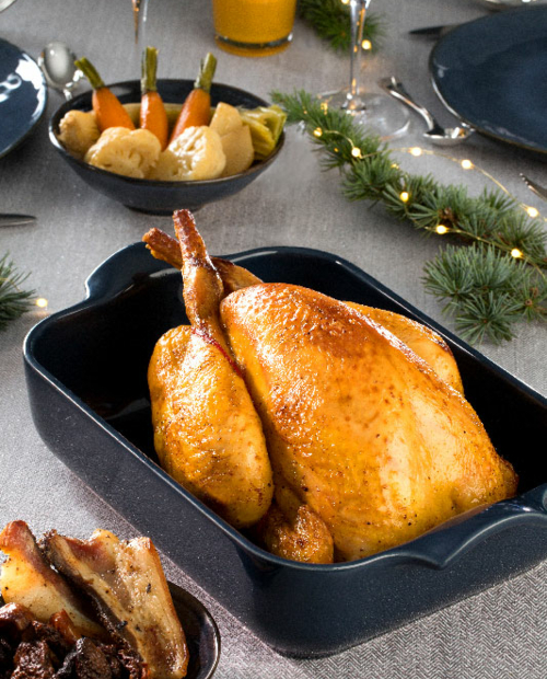 Recette du mois : Poularde rôtie aux morilles, pommes de terre grenailles et marrons