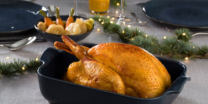 Recette du mois : Poularde rôtie aux morilles, pommes de terre grenailles et marrons