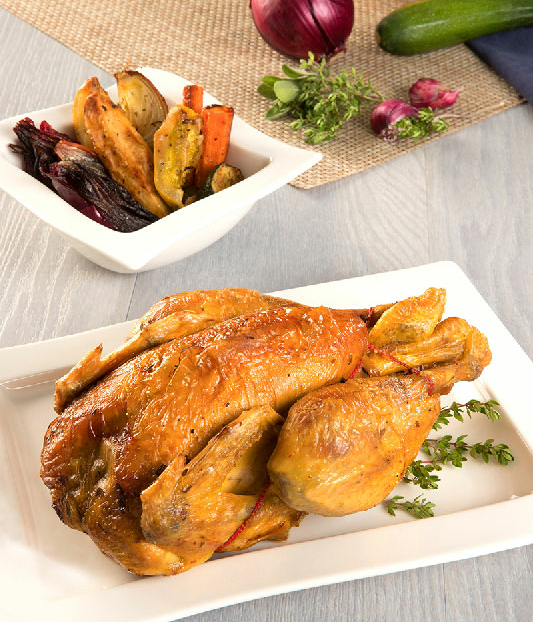 Recette : Poulet du Gers rôti aux herbes et légumes du potager