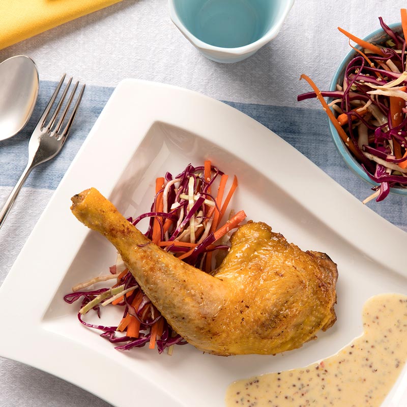 Recette : Cuisses de poulet du Gers sauce au miel et moutarde
